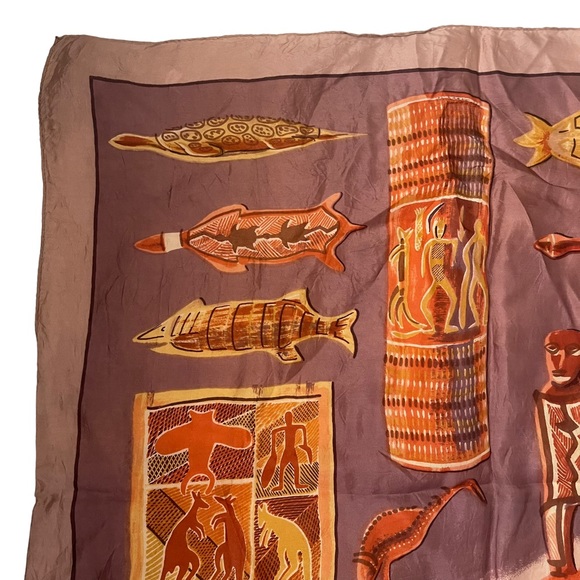 Vintage Australian Aboriginal Art Scarf Designed by Neil Silk Rayon - Picture 3 of 12